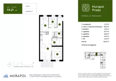 4 pokoje, mieszkanie 59,21 m², parter, oferta nr 3.B.0.04, Murapol Prado - Etap II, Kraków, Prądnik Biały, ul. Piaszczysta