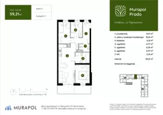 4 pokoje, mieszkanie 59,21 m², piętro 1, oferta nr 3.B.1.09, Murapol Prado - Etap II, Kraków, Prądnik Biały, ul. Piaszczysta