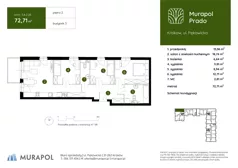 4 pokoje, mieszkanie 72,71 m², piętro 2, oferta nr 3.A.2.08, Murapol Prado - Etap II, Kraków, Prądnik Biały, ul. Piaszczysta