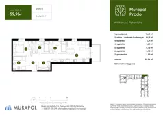 4 pokoje, mieszkanie 59,96 m², piętro 2, oferta nr 3.B.2.01, Murapol Prado - Etap II, Kraków, Prądnik Biały, ul. Piaszczysta