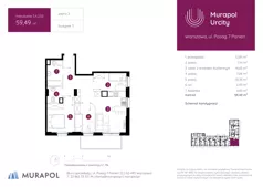 4 pokoje, mieszkanie 59,49 m², piętro 2, oferta nr 3.A.2.02, Murapol Urcity, Warszawa, Ursus, Szamoty, ul. Posag 7 Panien