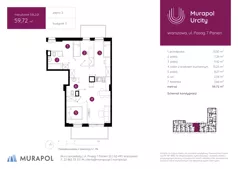 4 pokoje, mieszkanie 59,72 m², piętro 2, oferta nr 3.B.2.01, Murapol Urcity, Warszawa, Ursus, Szamoty, ul. Posag 7 Panien