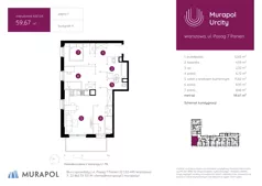 4 pokoje, mieszkanie 59,67 m², piętro 1, oferta nr 4.B.1.04, Murapol Urcity, Warszawa, Ursus, Szamoty, ul. Posag 7 Panien