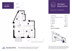 4 pokoje, mieszkanie 64,69 m², parter, oferta nr 1.B.0.04, Murapol BrynówOne, Katowice, Brynów-Osiedle Zgrzebnioka, Brynów, ul. Rzepakowa
