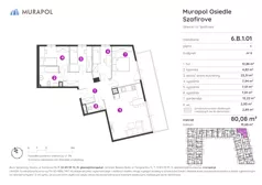 4 pokoje, mieszkanie 80,08 m², piętro 1, oferta nr 6.B.1.01, Murapol Osiedle Szafirove, Gliwice, Stare Gliwice, ul. Szafirowa