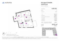 4 pokoje, mieszkanie 59,12 m², piętro 1, oferta nr 6.B.1.05, Murapol Osiedle Szafirove, Gliwice, Stare Gliwice, ul. Szafirowa