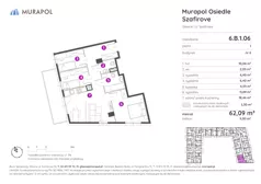 4 pokoje, mieszkanie 62,09 m², piętro 1, oferta nr 6.B.1.06, Murapol Osiedle Szafirove, Gliwice, Stare Gliwice, ul. Szafirowa