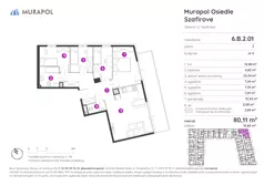 4 pokoje, mieszkanie 80,11 m², piętro 2, oferta nr 6.B.2.01, Murapol Osiedle Szafirove, Gliwice, Stare Gliwice, ul. Szafirowa