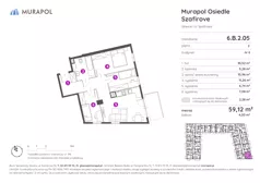 4 pokoje, mieszkanie 59,12 m², piętro 2, oferta nr 6.B.2.05, Murapol Osiedle Szafirove, Gliwice, Stare Gliwice, ul. Szafirowa