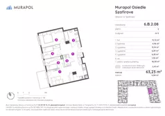 4 pokoje, mieszkanie 63,23 m², piętro 2, oferta nr 6.B.2.08, Murapol Osiedle Szafirove, Gliwice, Stare Gliwice, ul. Szafirowa
