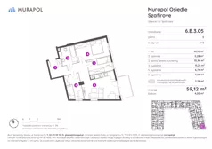 4 pokoje, mieszkanie 59,12 m², piętro 3, oferta nr 6.B.3.05, Murapol Osiedle Szafirove, Gliwice, Stare Gliwice, ul. Szafirowa
