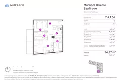 4 pokoje, mieszkanie 54,87 m², piętro 1, oferta nr 7.A.1.06, Murapol Osiedle Szafirove, Gliwice, Stare Gliwice, ul. Szafirowa
