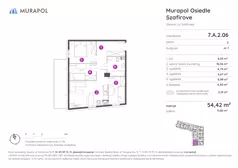 4 pokoje, mieszkanie 54,42 m², piętro 2, oferta nr 7.A.2.06, Murapol Osiedle Szafirove, Gliwice, Stare Gliwice, ul. Szafirowa