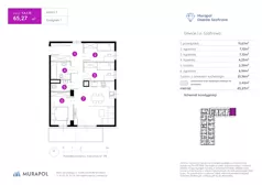 4 pokoje, mieszkanie 65,27 m², piętro 1, oferta nr 1.A.1.13, Murapol Osiedle Szafirove, Gliwice, Stare Gliwice, ul. Szafirowa