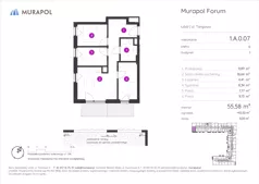 4 pokoje, mieszkanie 55,58 m², parter, oferta nr 1.A.0.07, Murapol Forum, Łódź, Śródmieście, ul. Targowa