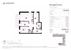 4 pokoje, mieszkanie 65,06 m², parter, oferta nr 1.D.0.01, Murapol Forum, Łódź, Śródmieście, ul. Targowa