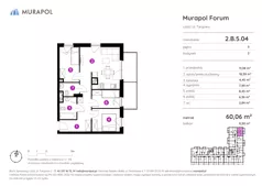 4 pokoje, mieszkanie 60,06 m², piętro 5, oferta nr 2.B.5.04, Murapol Forum, Łódź, Śródmieście, ul. Targowa