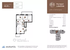 4 pokoje, mieszkanie 65,53 m², piętro 2, oferta nr 1.B.2.11, Murapol LakeSide, Lublin, Wrotków, ul. Zemborzycka