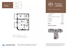 4 pokoje, mieszkanie 59,23 m², piętro 5, oferta nr 1.B.5.07, Murapol LakeSide, Lublin, Wrotków, ul. Zemborzycka