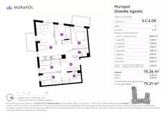 5 pokoi, mieszkanie 79,21 m², piętro 6, oferta nr 3.C.6.09, Murapol Agosto, Łódź, Polesie, Stare Polesie, ul. 6 Sierpnia