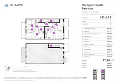 5 pokoi, mieszkanie 97,48 m², piętro 1, oferta nr 1-12.A.1.2, Murapol Osiedle Ferrovia, Wrocław, Jagodno, Krzyki, ul. Konduktorska