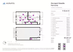 5 pokoi, mieszkanie 97,54 m², piętro 1, oferta nr 1-12.A.1.3, Murapol Osiedle Ferrovia, Wrocław, Jagodno, Krzyki, ul. Konduktorska