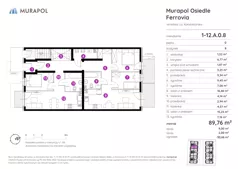 5 pokoi, mieszkanie 89,76 m², parter, oferta nr 1-12.A.0.8, Murapol Osiedle Ferrovia, Wrocław, Jagodno, Krzyki, ul. Konduktorska