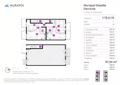 5 pokoi, mieszkanie 97,54 m², piętro 1, oferta nr 1-12.A.1.8, Murapol Osiedle Ferrovia, Wrocław, Jagodno, Krzyki, ul. Konduktorska