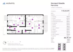 5 pokoi, mieszkanie 89,76 m², parter, oferta nr 1-12.A.0.11, Murapol Osiedle Ferrovia, Wrocław, Jagodno, Krzyki, ul. Konduktorska