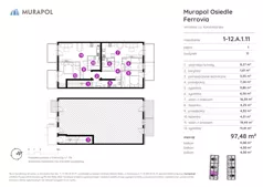 5 pokoi, mieszkanie 97,48 m², piętro 1, oferta nr 1-12.A.1.11, Murapol Osiedle Ferrovia, Wrocław, Jagodno, Krzyki, ul. Konduktorska