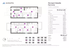 5 pokoi, mieszkanie 90,10 m², parter, oferta nr 13-21.A.1.20, Murapol Osiedle Ferrovia, Wrocław, Jagodno, Krzyki, ul. Konduktorska