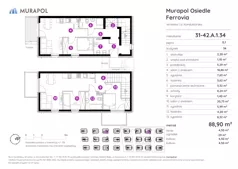 5 pokoi, mieszkanie 88,90 m², parter, oferta nr 31-42.A.1.34, Murapol Osiedle Ferrovia, Wrocław, Jagodno, Krzyki, ul. Konduktorska