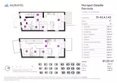 5 pokoi, mieszkanie 87,53 m², parter, oferta nr 31-42.A.1.42, Murapol Osiedle Ferrovia, Wrocław, Jagodno, Krzyki, ul. Konduktorska
