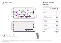 5 pokoi, mieszkanie 97,48 m², piętro 1, oferta nr 43-48.A.1.43, Murapol Osiedle Ferrovia, Wrocław, Jagodno, Krzyki, ul. Konduktorska