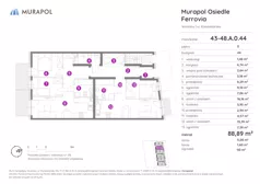 5 pokoi, mieszkanie 88,89 m², parter, oferta nr 43-48.A.0.44, Murapol Osiedle Ferrovia, Wrocław, Jagodno, Krzyki, ul. Konduktorska