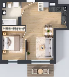 2 pokoje, mieszkanie 42,91 m², piętro 1, oferta nr 1.A.1.05, Murapol Forum, Łódź, Śródmieście, ul. Targowa
