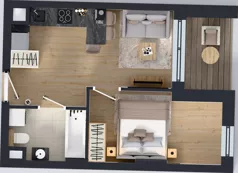 2 pokoje, mieszkanie 32,04 m², piętro 1, oferta nr 1.B.1.08, Murapol Forum, Łódź, Śródmieście, ul. Targowa