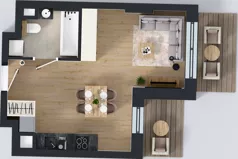 1 pokój, mieszkanie 29,69 m², piętro 3, oferta nr 1.B.3.10, Murapol Forum, Łódź, Śródmieście, ul. Targowa