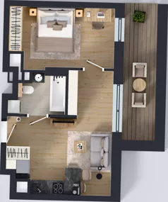 2 pokoje, mieszkanie 37,13 m², piętro 7, oferta nr 1.B.7.07, Murapol Forum, Łódź, Śródmieście, ul. Targowa