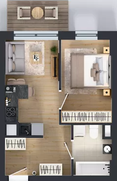 1 pokój, mieszkanie 33,93 m², piętro 1, oferta nr 2.A.1.02, Murapol Forum, Łódź, Śródmieście, ul. Targowa