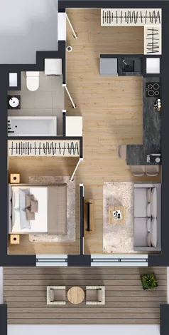 2 pokoje, mieszkanie 39,69 m², piętro 1, oferta nr 2.A.1.03, Murapol Forum, Łódź, Śródmieście, ul. Targowa