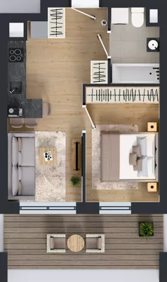 2 pokoje, mieszkanie 33,69 m², piętro 1, oferta nr 2.B.1.09, Murapol Forum, Łódź, Śródmieście, ul. Targowa