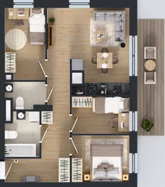 4 pokoje, mieszkanie 60,06 m², piętro 2, oferta nr 2.B.2.04, Murapol Forum, Łódź, Śródmieście, ul. Targowa