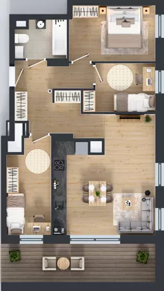 4 pokoje, mieszkanie 69,75 m², piętro 7, oferta nr 2.B.7.07, Murapol Forum, Łódź, Śródmieście, ul. Targowa