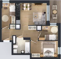 4 pokoje, mieszkanie 54,45 m², piętro 8, oferta nr 2.B.8.03, Murapol Forum, Łódź, Śródmieście, ul. Targowa