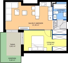 2 pokoje, mieszkanie 43,86 m², parter, oferta nr 12.B.0.2, Murapol Siewierz Jeziorna, Siewierz, ul. Jeziorna