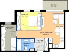 2 pokoje, mieszkanie 50,67 m², piętro 2, oferta nr 27.A.2.1, Murapol Siewierz Jeziorna, Siewierz, ul. Jeziorna
