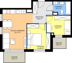 3 pokoje, mieszkanie 49,69 m², piętro 3, oferta nr 27.A.3.6, Murapol Siewierz Jeziorna, Siewierz, ul. Jeziorna