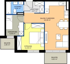 2 pokoje, mieszkanie 50,24 m², piętro 3, oferta nr 27.A.3.5, Murapol Siewierz Jeziorna, Siewierz, ul. Jeziorna