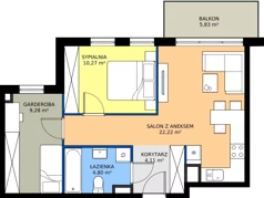 2 pokoje, mieszkanie 50,68 m², piętro 3, oferta nr 27.A.3.1, Murapol Siewierz Jeziorna, Siewierz, ul. Jeziorna